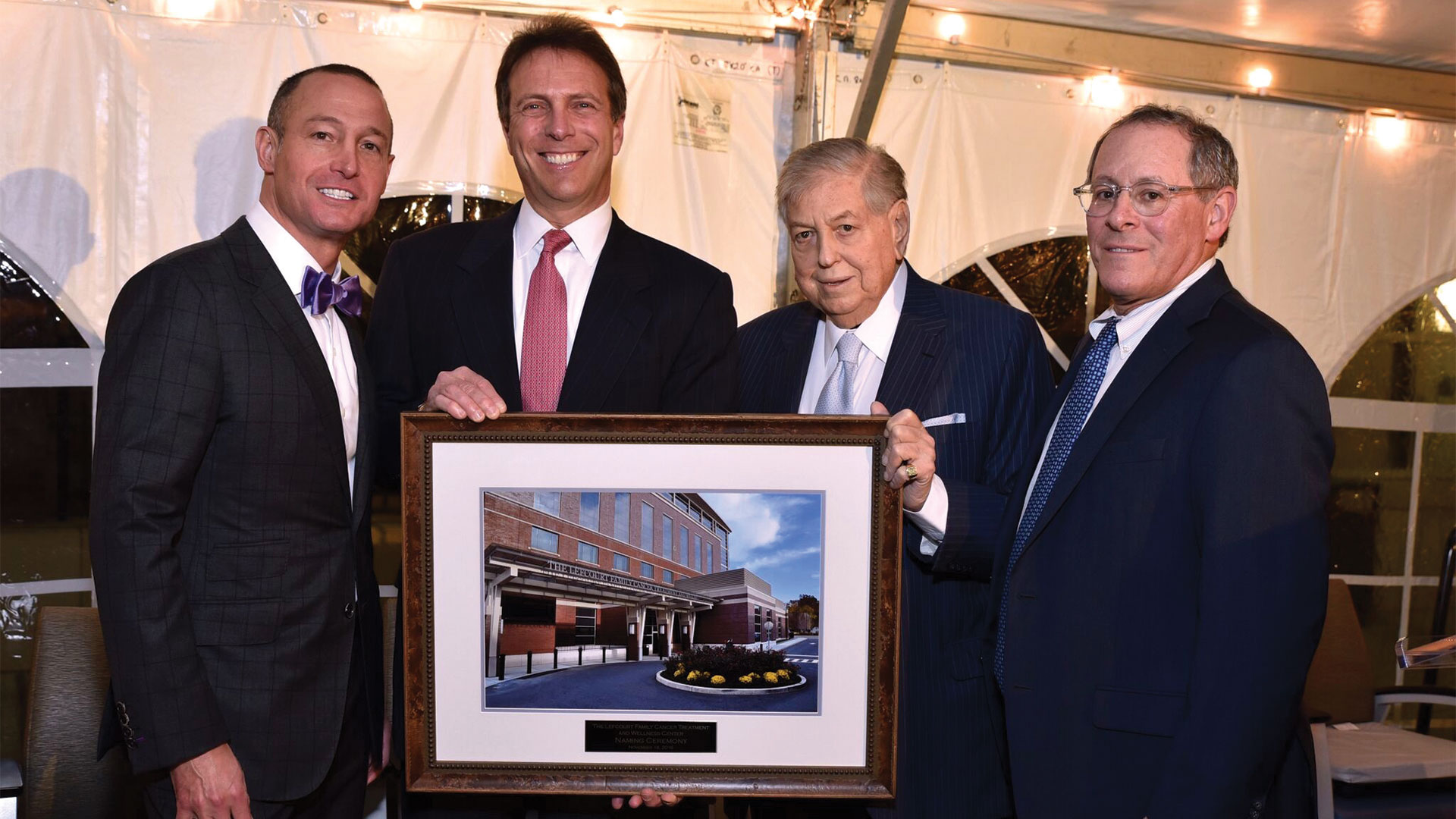 Warren Geller, president and CEO, Englewood Health and Englewood Hospital; Jay Nadel, chairman, Board of Trustees, Englewood Health Foundation; Ronald Lefcourt, benefactor; and Thomas C. Senter, Esq., chairman, Boards of Trustees, Englewood Health and Englewood Hospital.