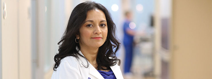 Minaxi Jhawer, MD, chief of hematology/oncology, in the hospital's Wilson Kaplen Infusion Center.
